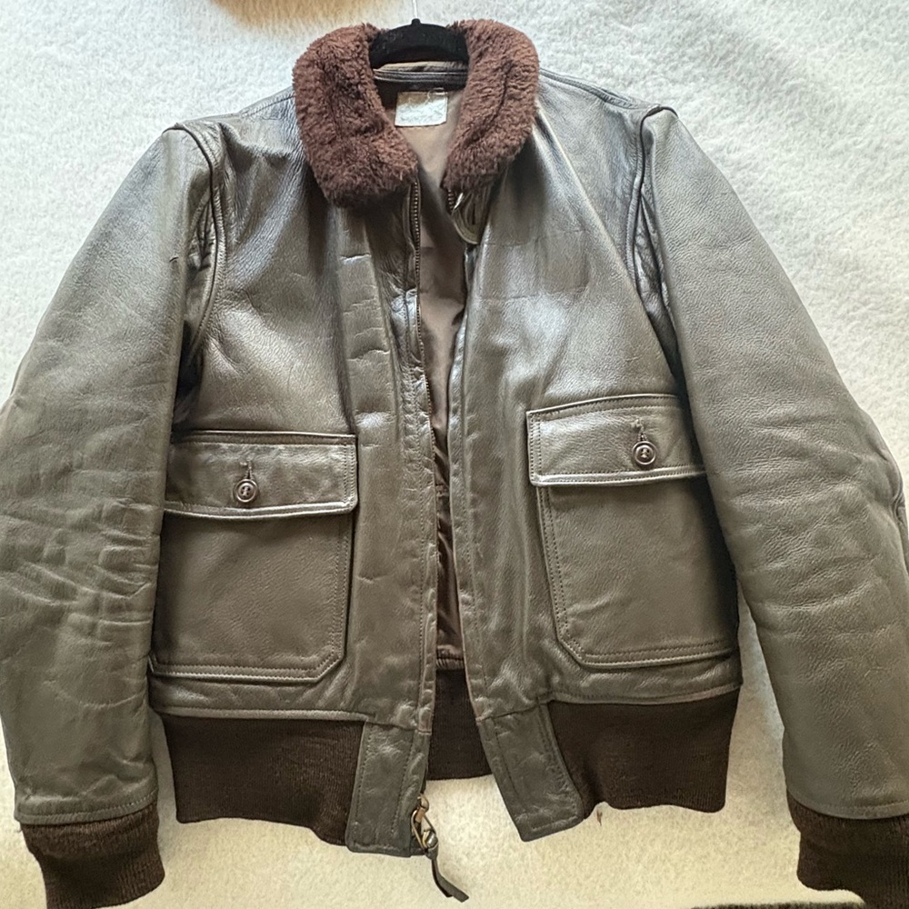 VINTAGE US Navy Intermediate Type G-1 Flying Leather Jacket Mens Small